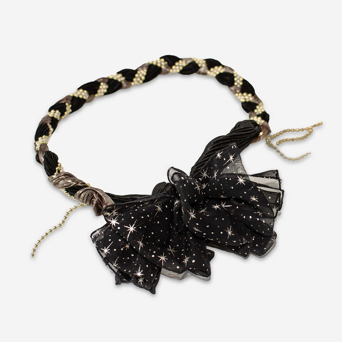 black and gold braided headband