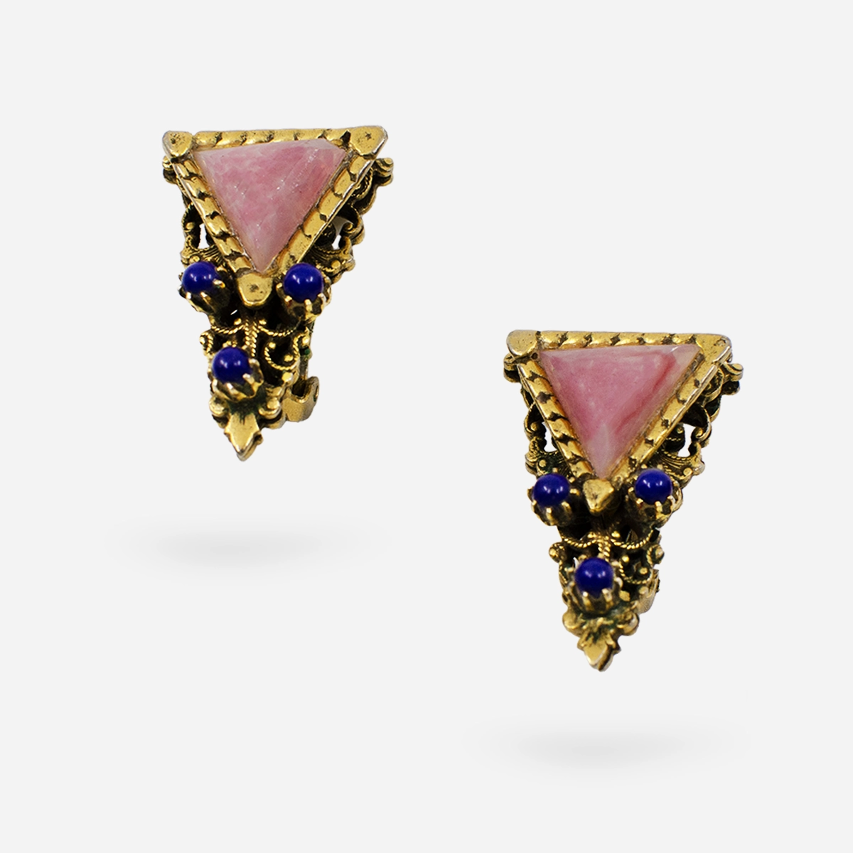 hollywood regency pink & gold earrings