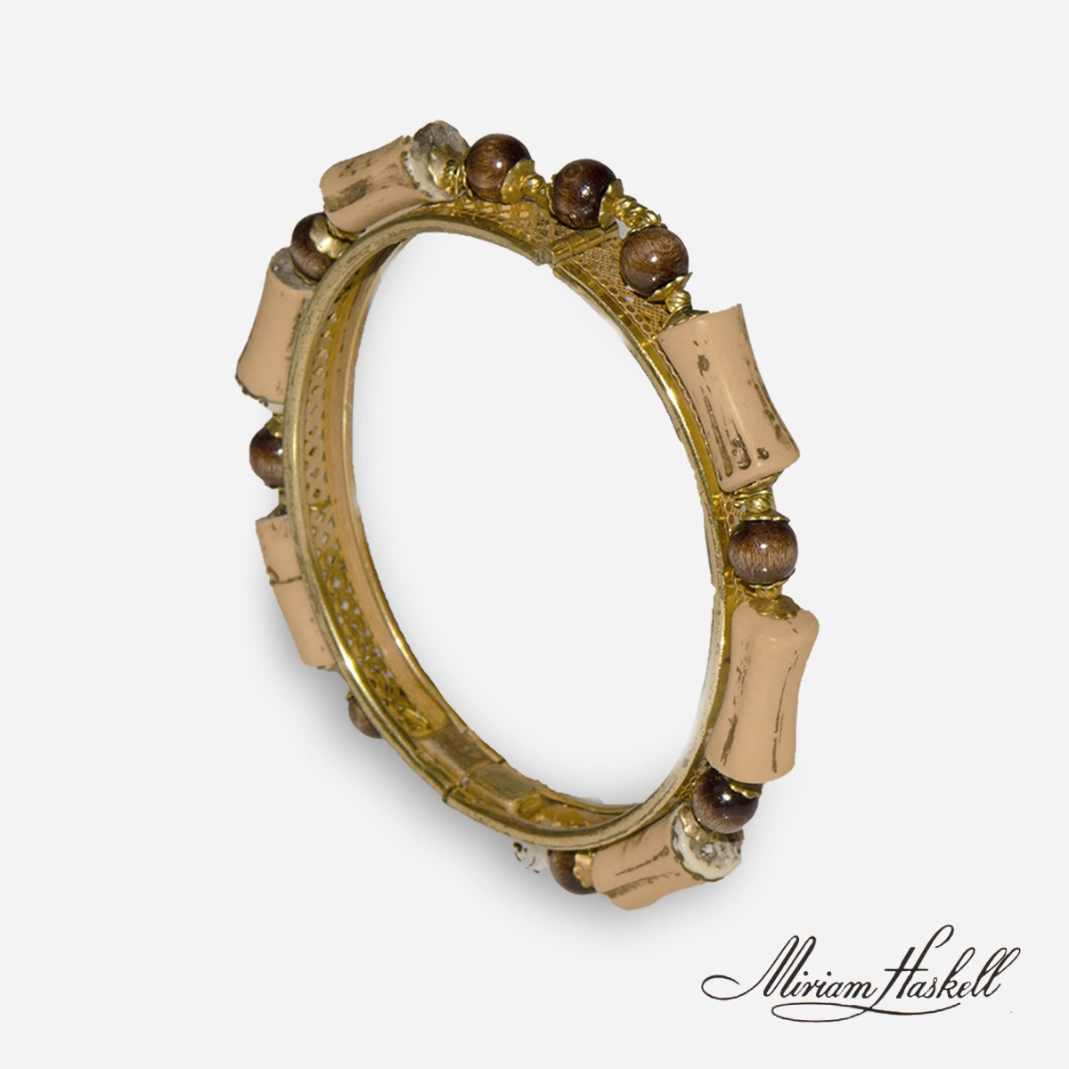 signed Miriam Haskell Bamboo Clamper Bracelet