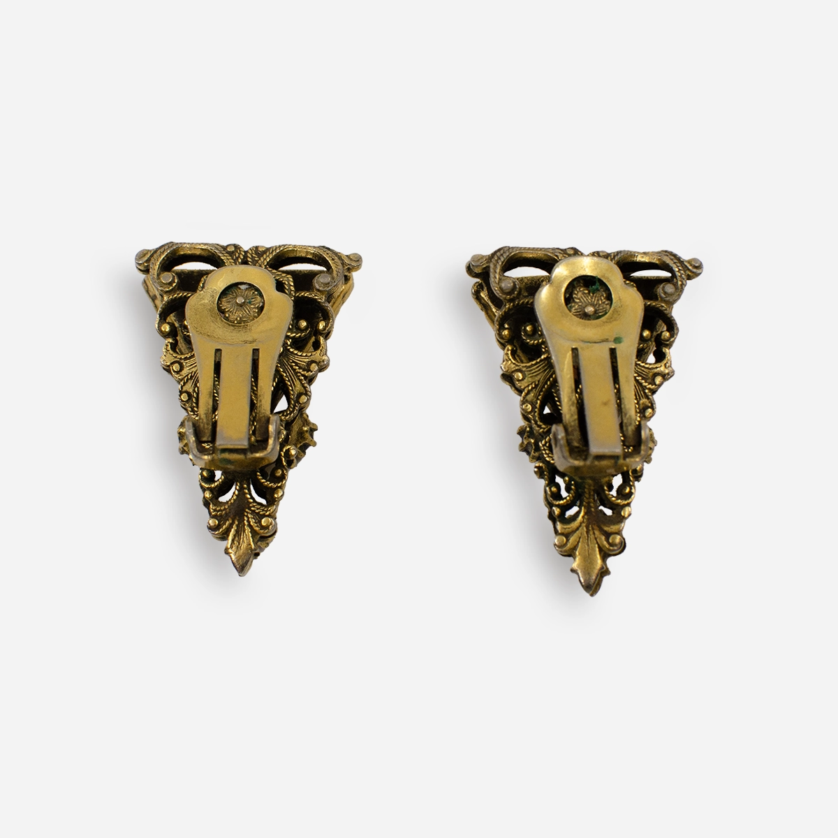 vintage gold Triangle clip earrings