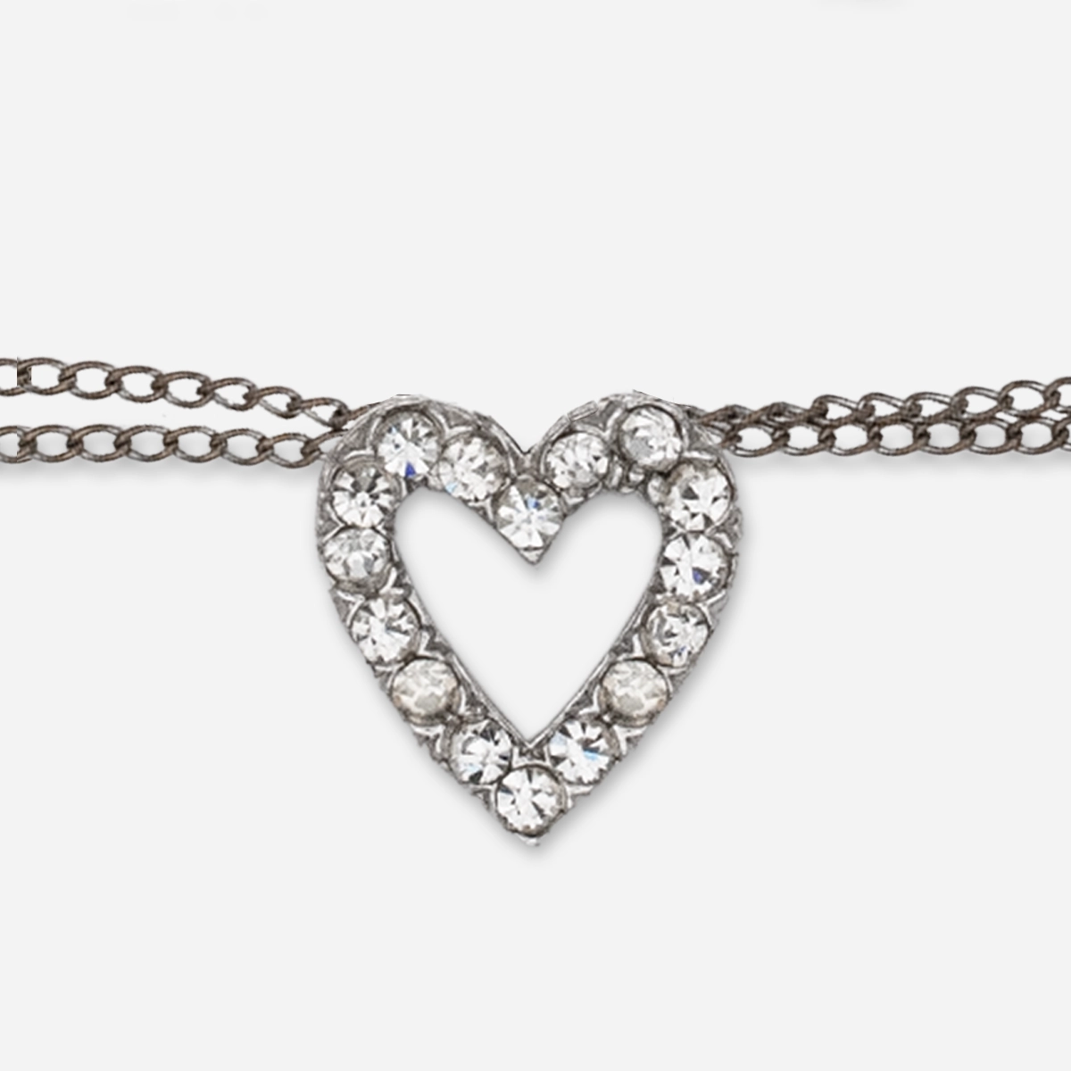 vintage crystal heart silver bracelet