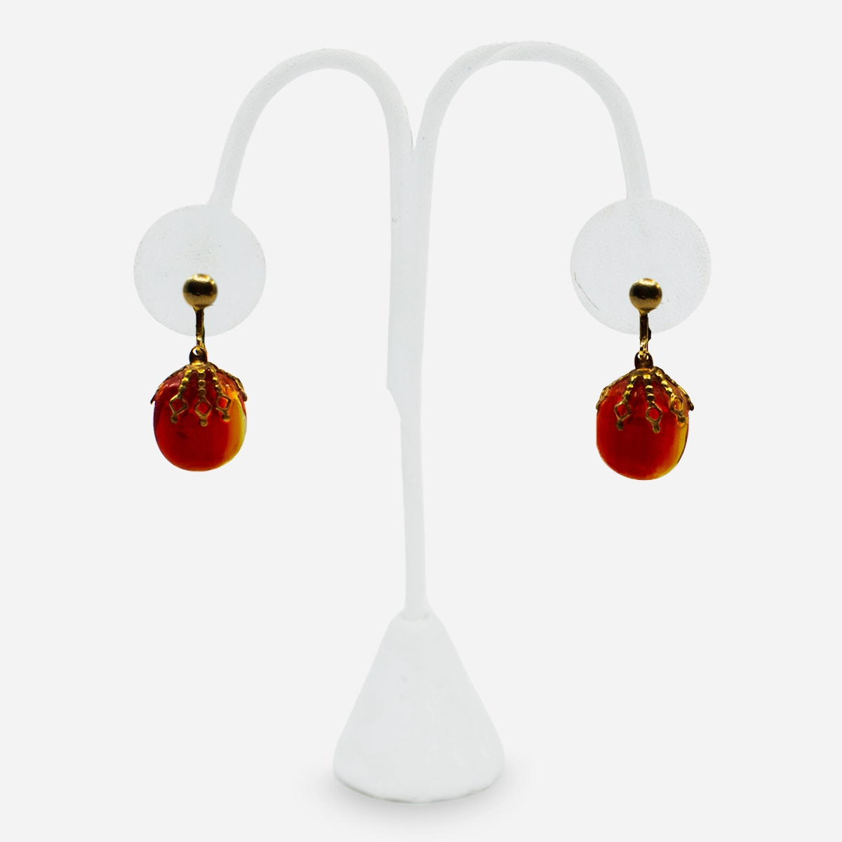 vintage red art glass earrings