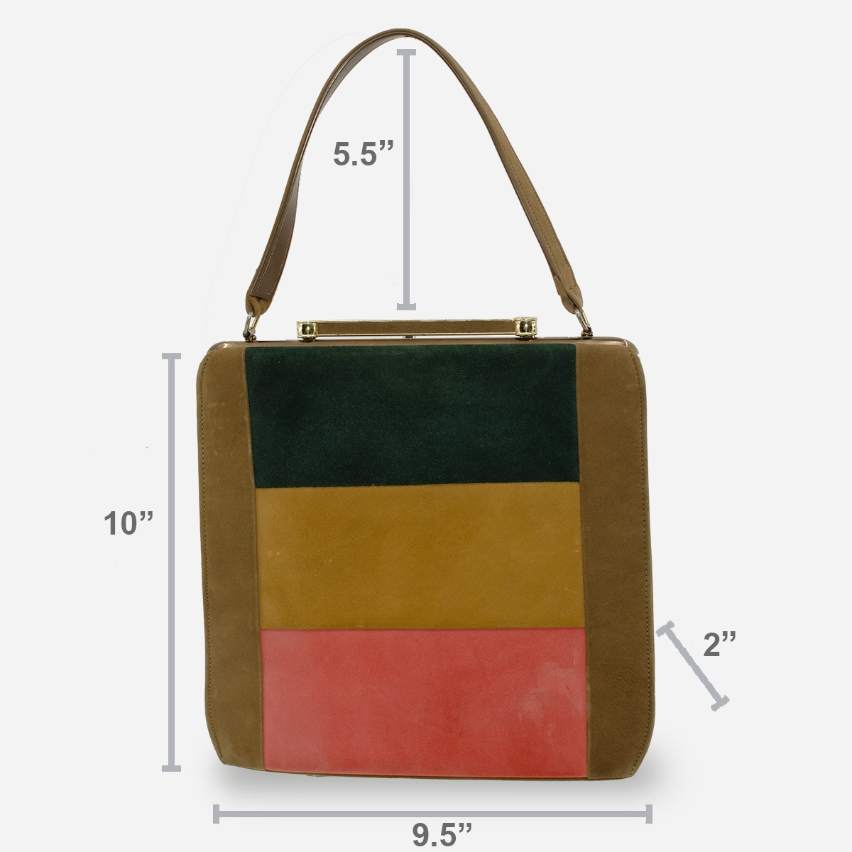 1950s Color block handbag size