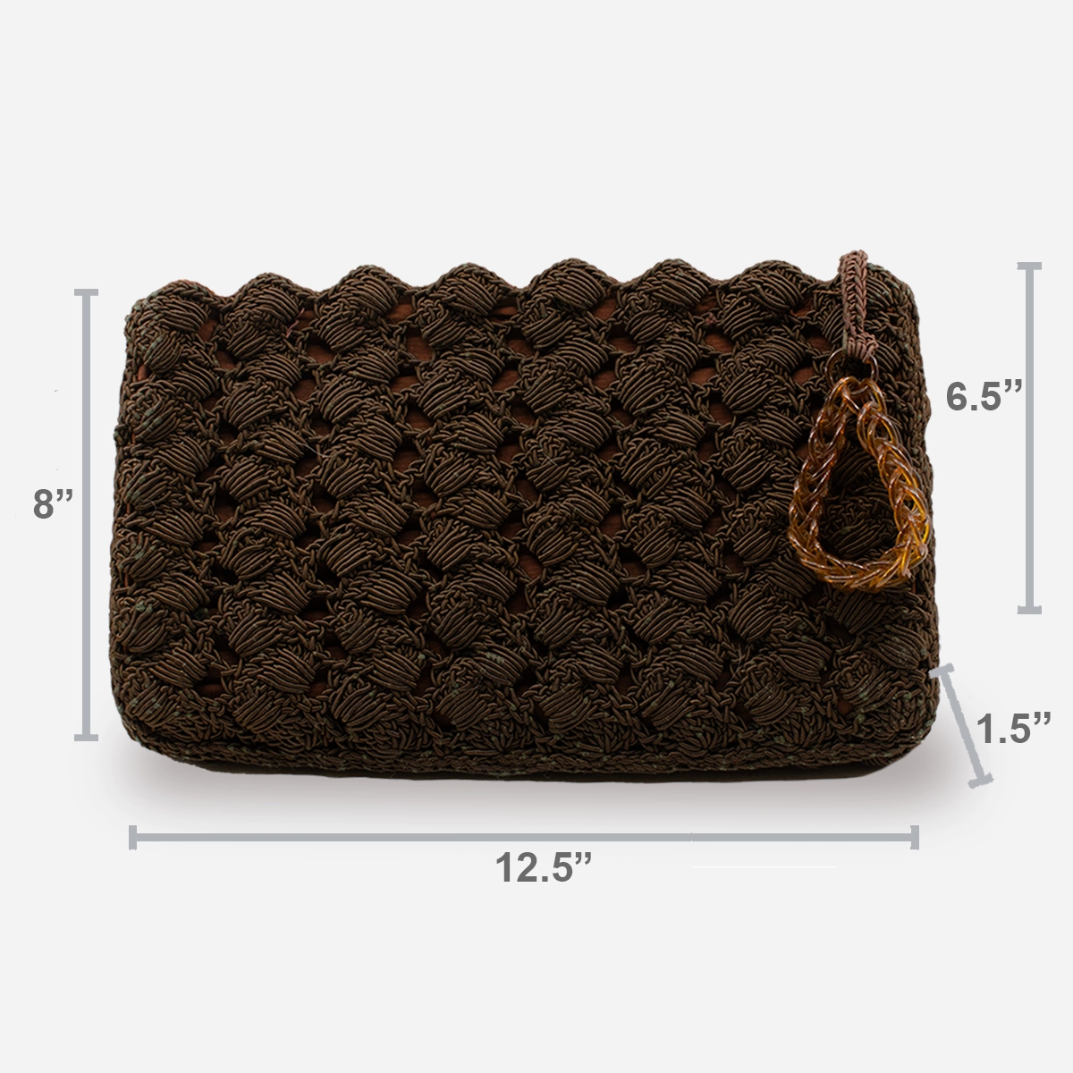 vintage brown corde clutch size