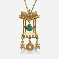 1960s gold pagoda pendant