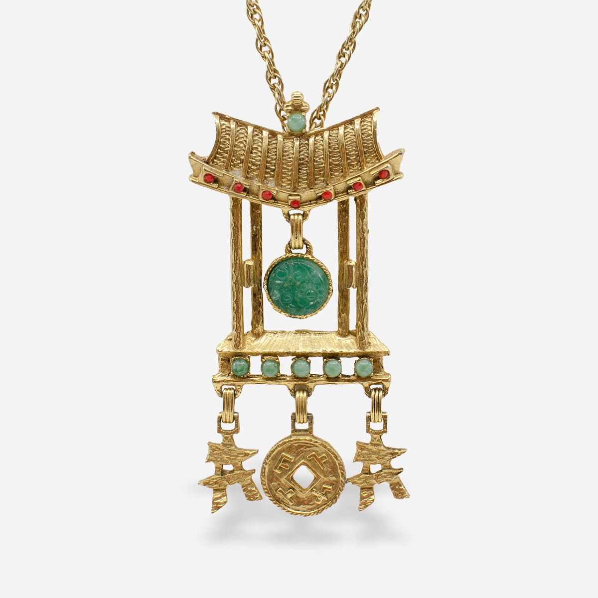 1960s gold pagoda pendant