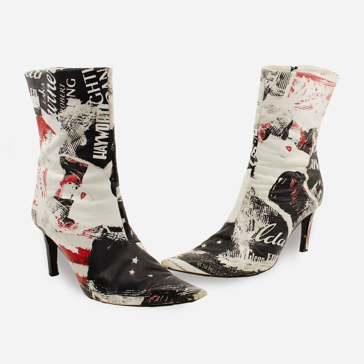 Guido3Uno vintage ankle boots, red, white, black