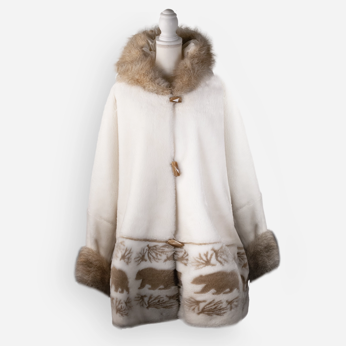 White faux fur coat Alpine studio