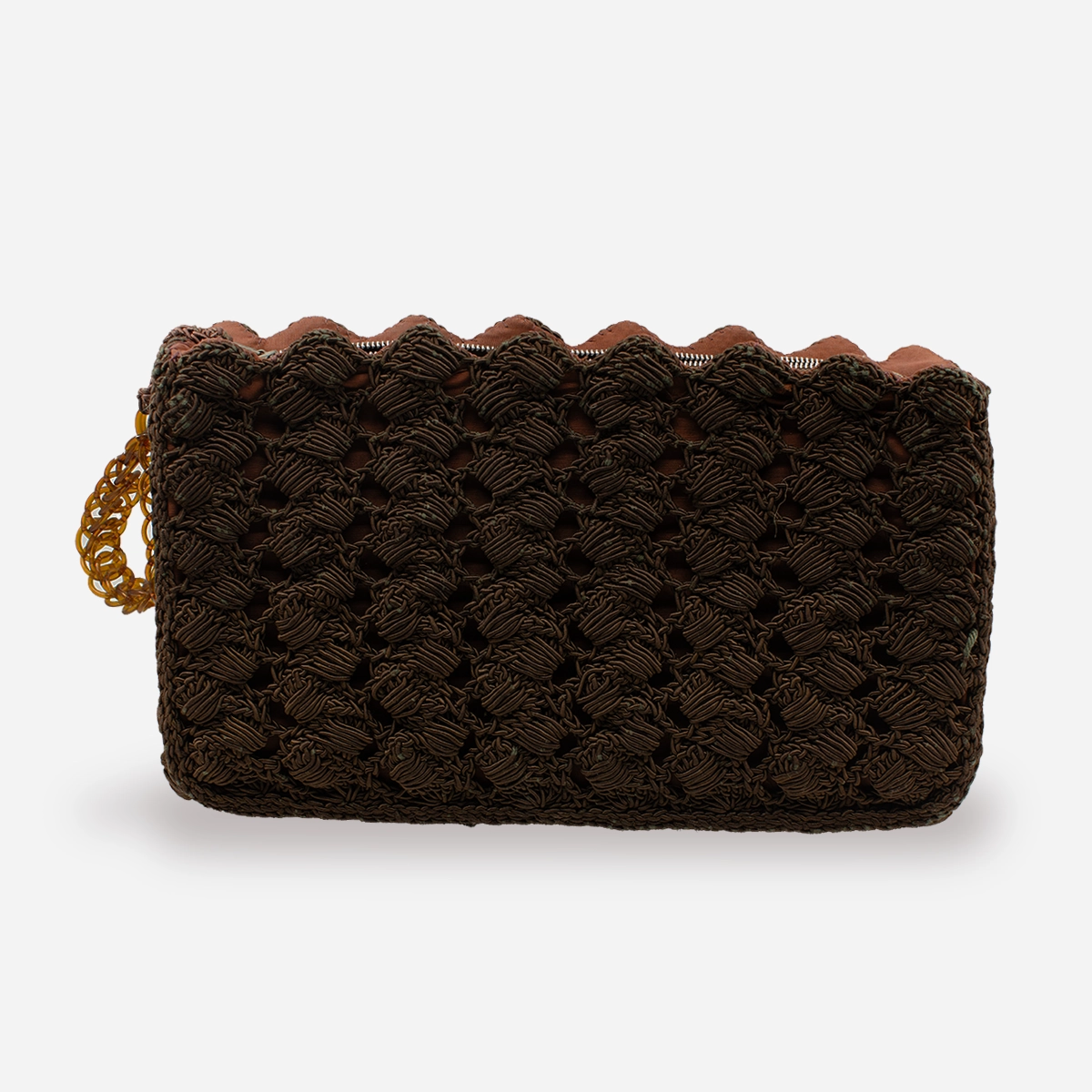 mid century brown clutch