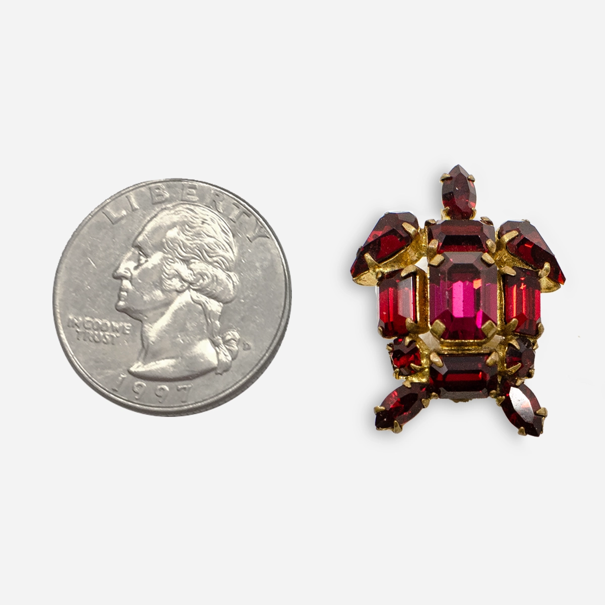 vintage Red crystal turtle pin