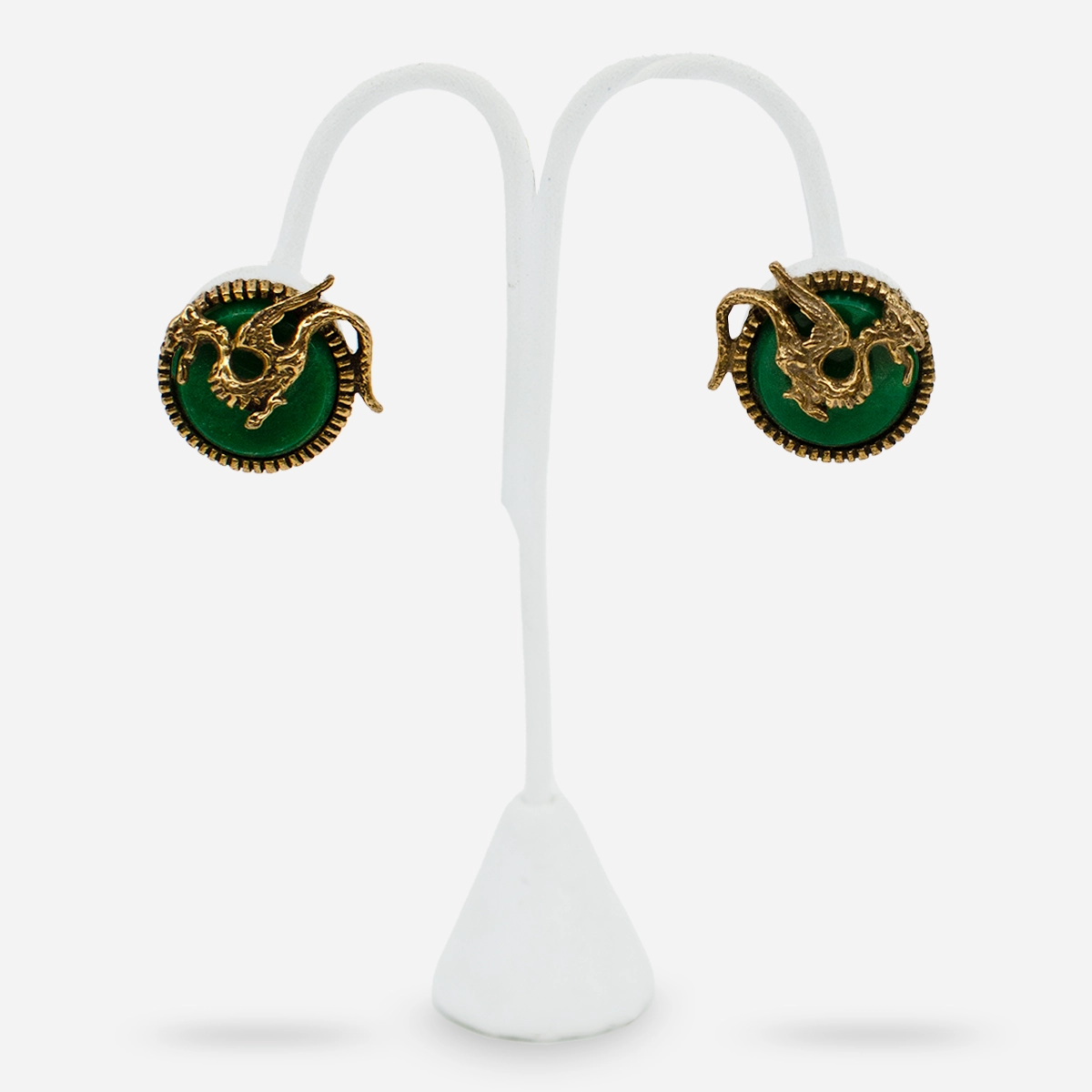 vintage green dragon earrings