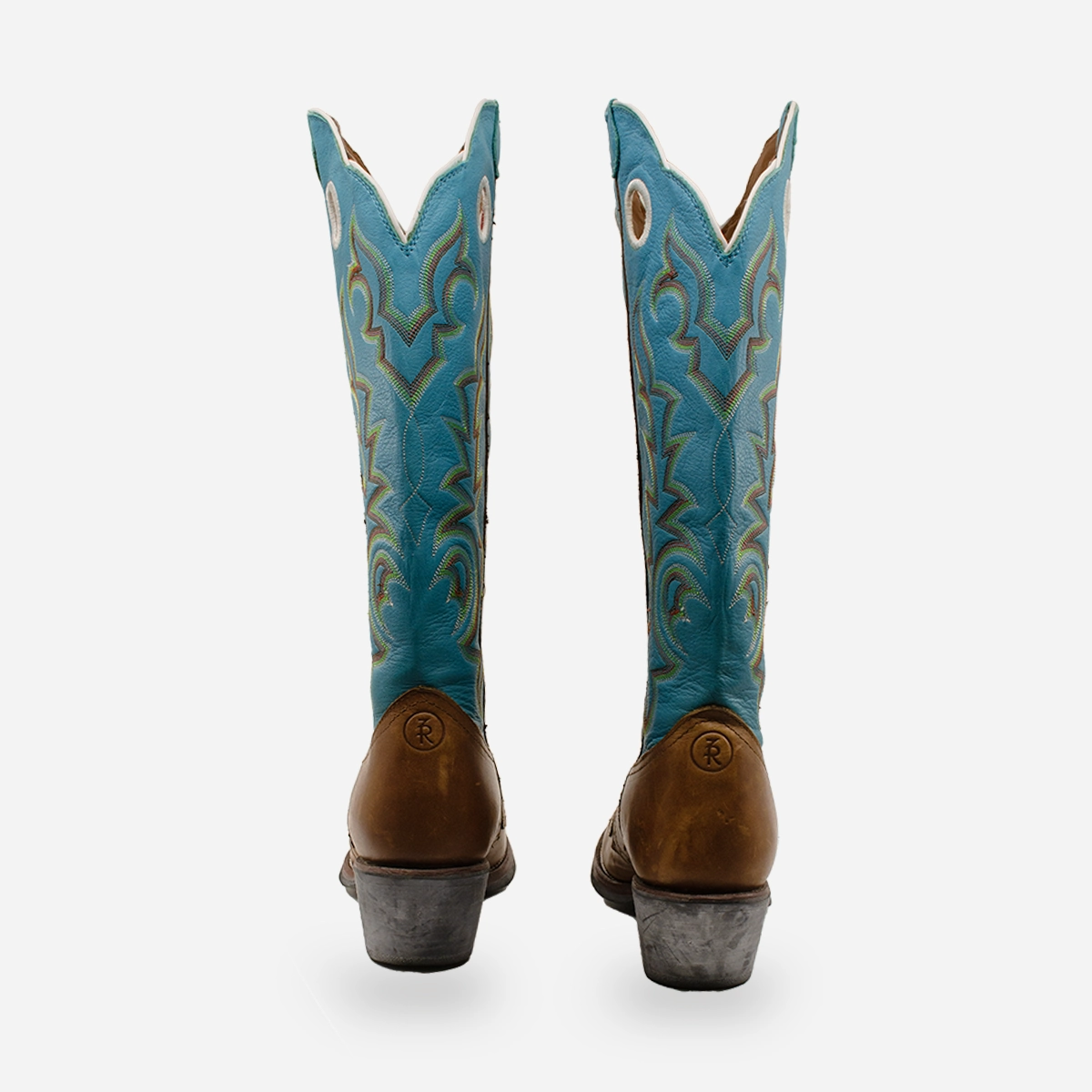 Tony Lama Rowena 11" Sq Toe Boots. Turquoise