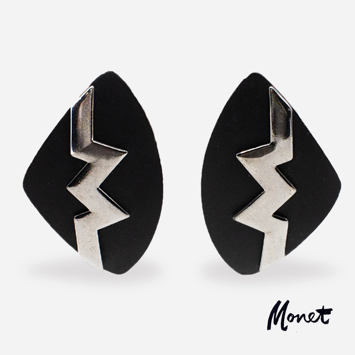 1980s Monet lightning bolt clip earrings