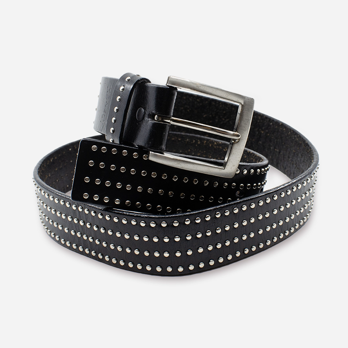 Black leather studded belt