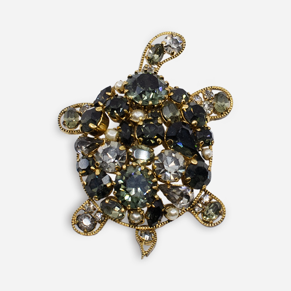 Blue Austrian crystal turtle brooch