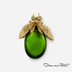 Oscar de la renta green bug brooch