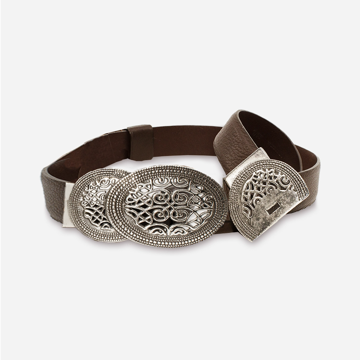 silver filigree buckle womens belt