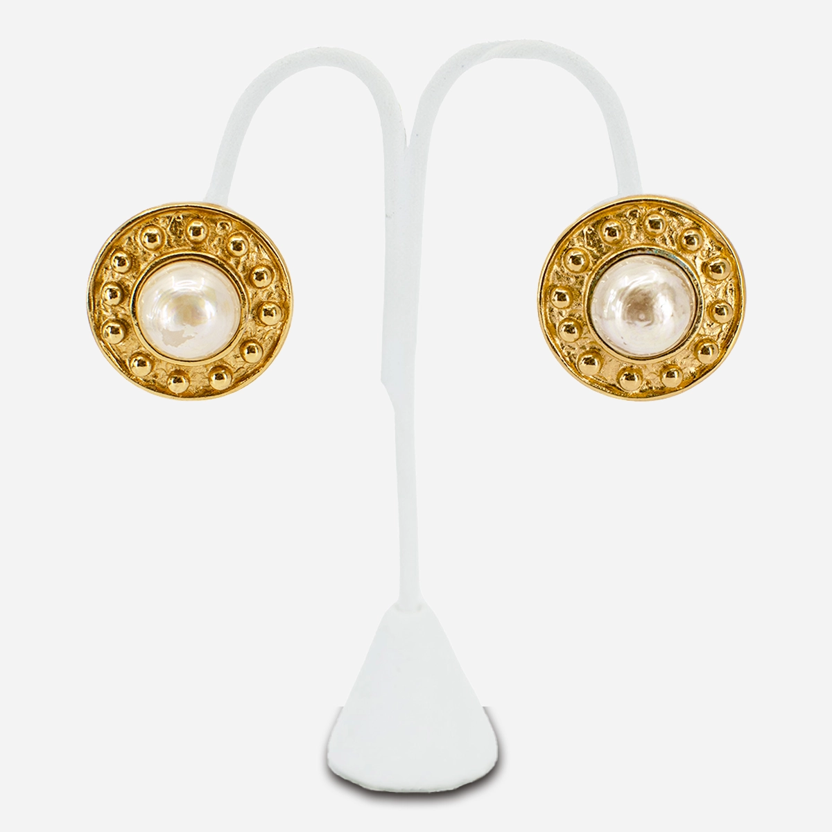 yves saint laurent pearl button earrings