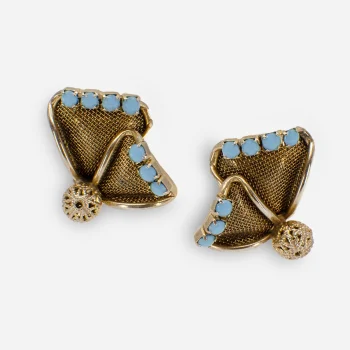 1950s gold mesh earrings