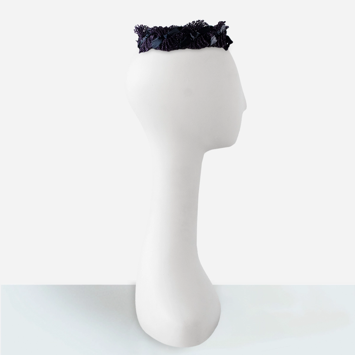 Blue straw crown hat