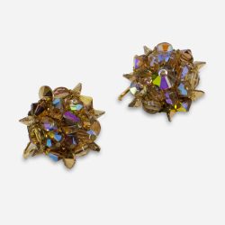 Bronze crystal bead wingback earrings