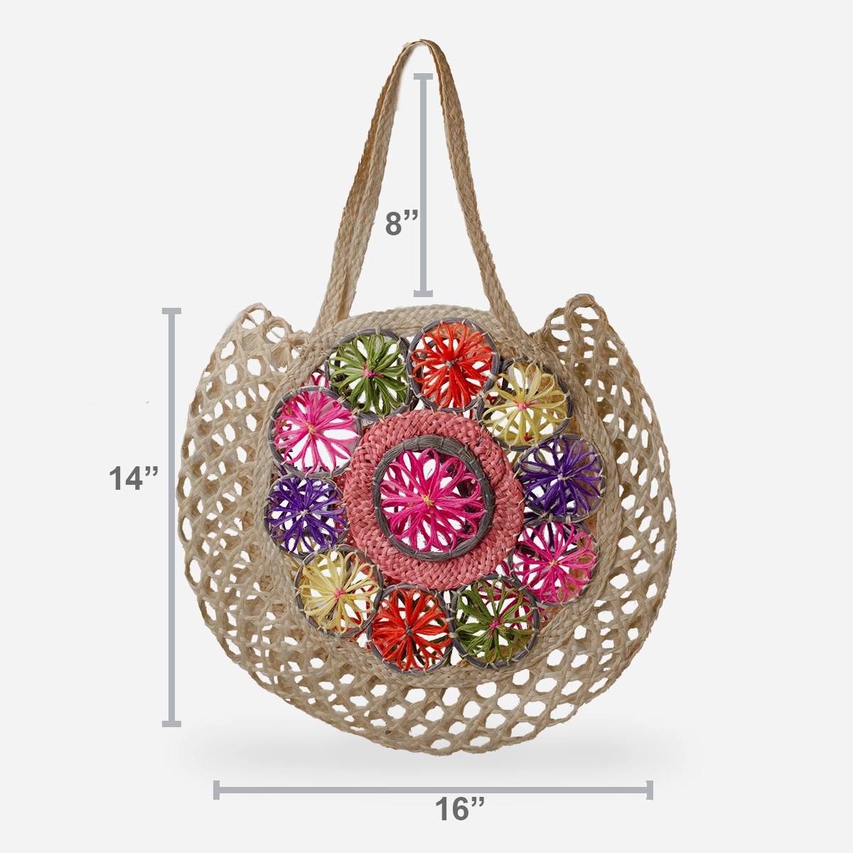 Cellophane straw floral tote bag size