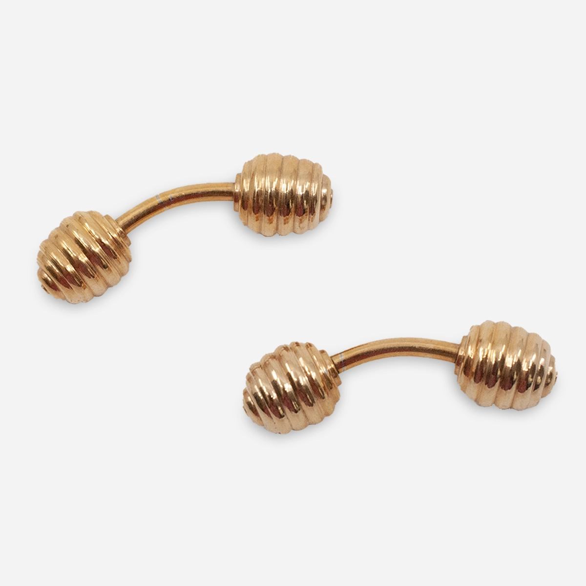 Double Ball-and-Post gold cufflinks