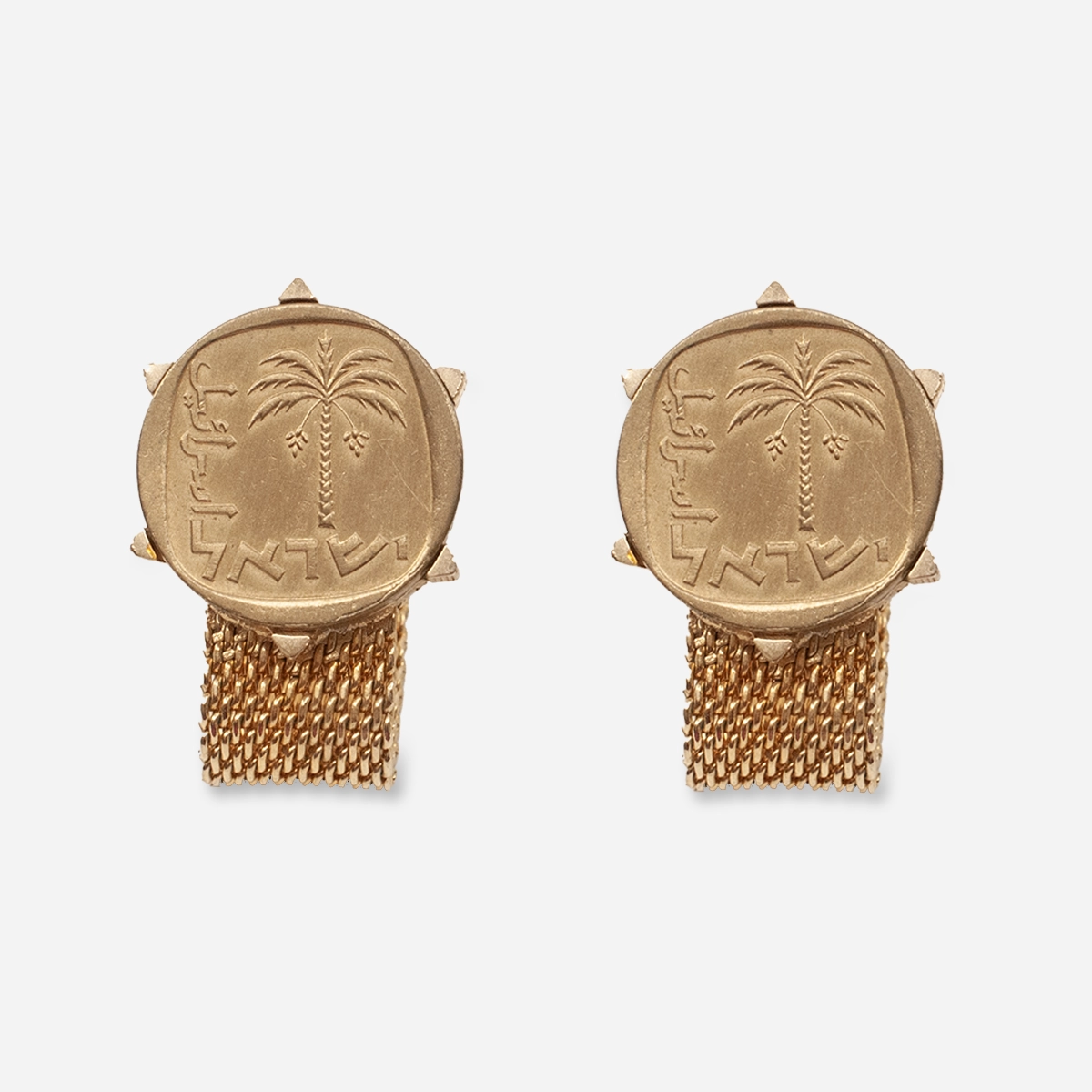 Gold Palm tree cufflinks, israeli hebrew
