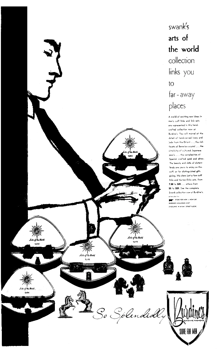 Swank arts of the world cufflinks ad 1962