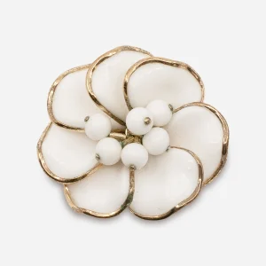 Trifari Milk glass floral brooch