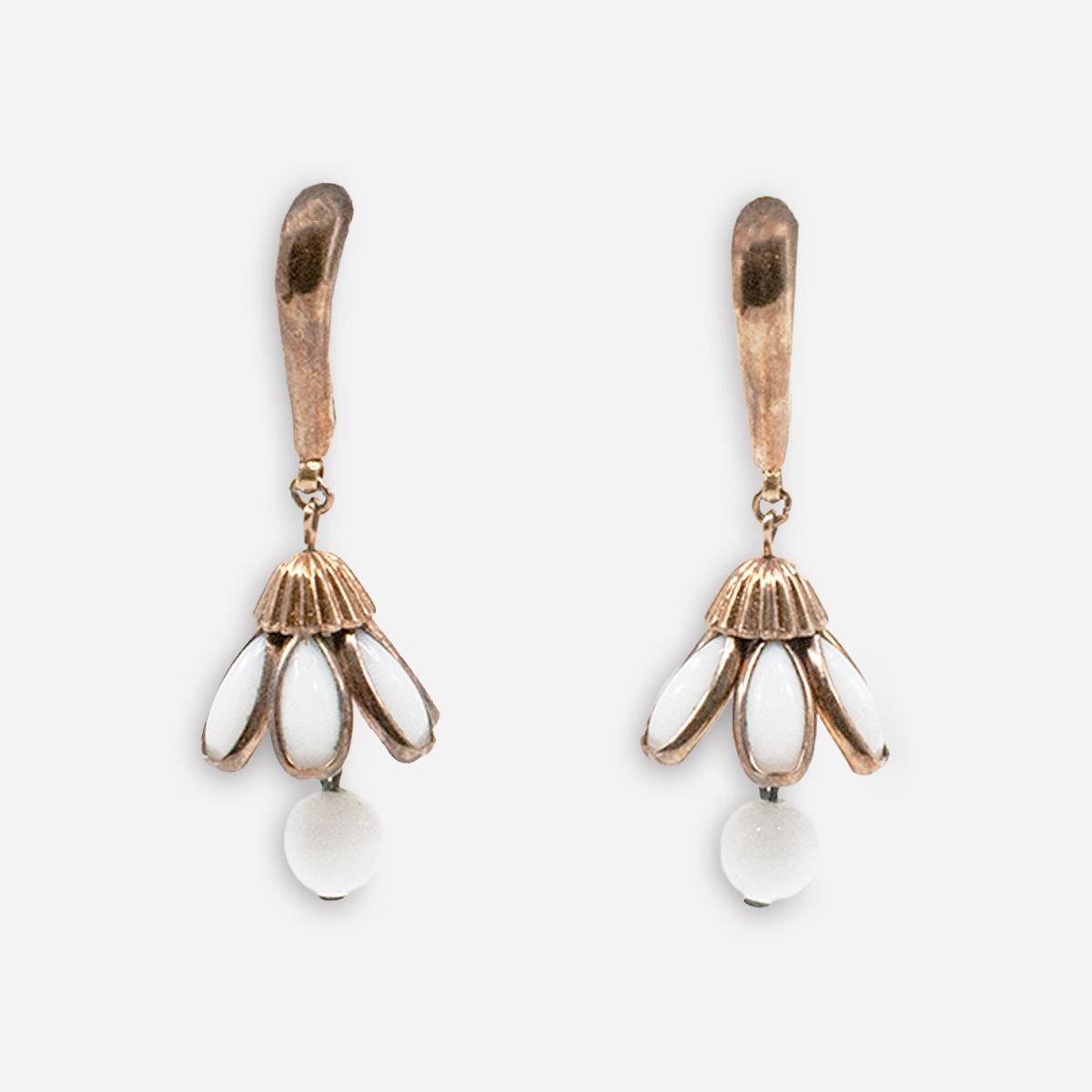 Trifari milk glass earrings