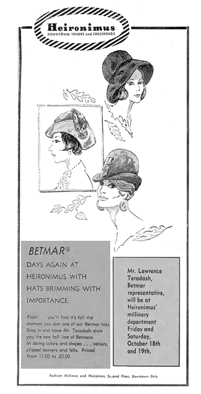 betmar hats advertisement 1968