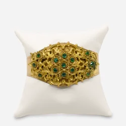 Hollywood Regency Filigree Bracelet Green rhinestones