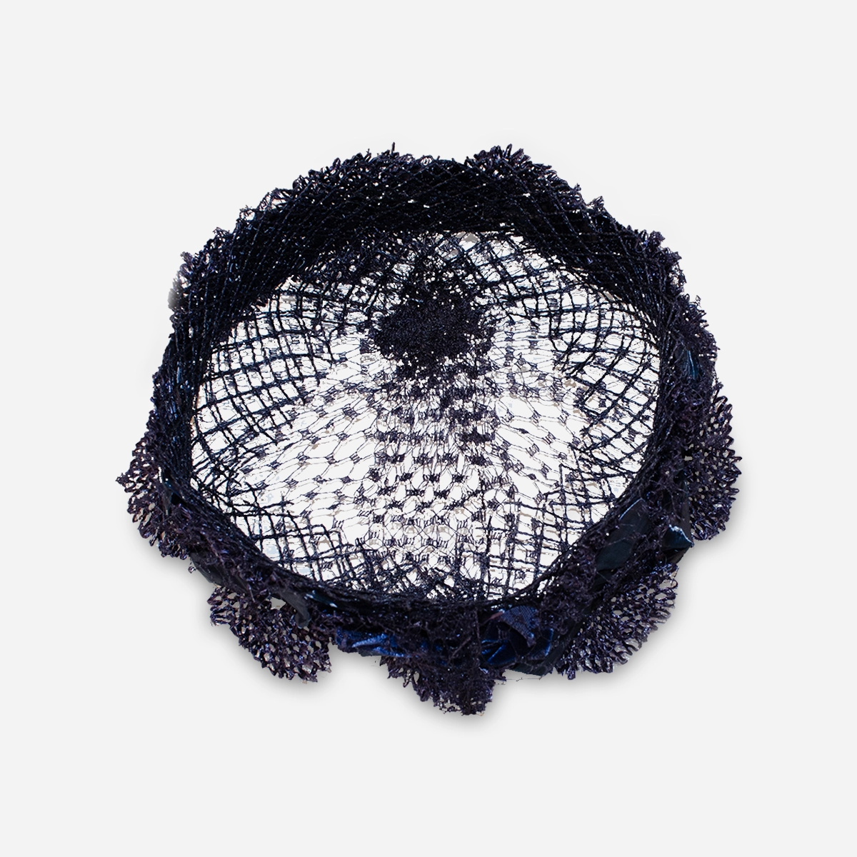 vintage 1950s blue hat open top netting