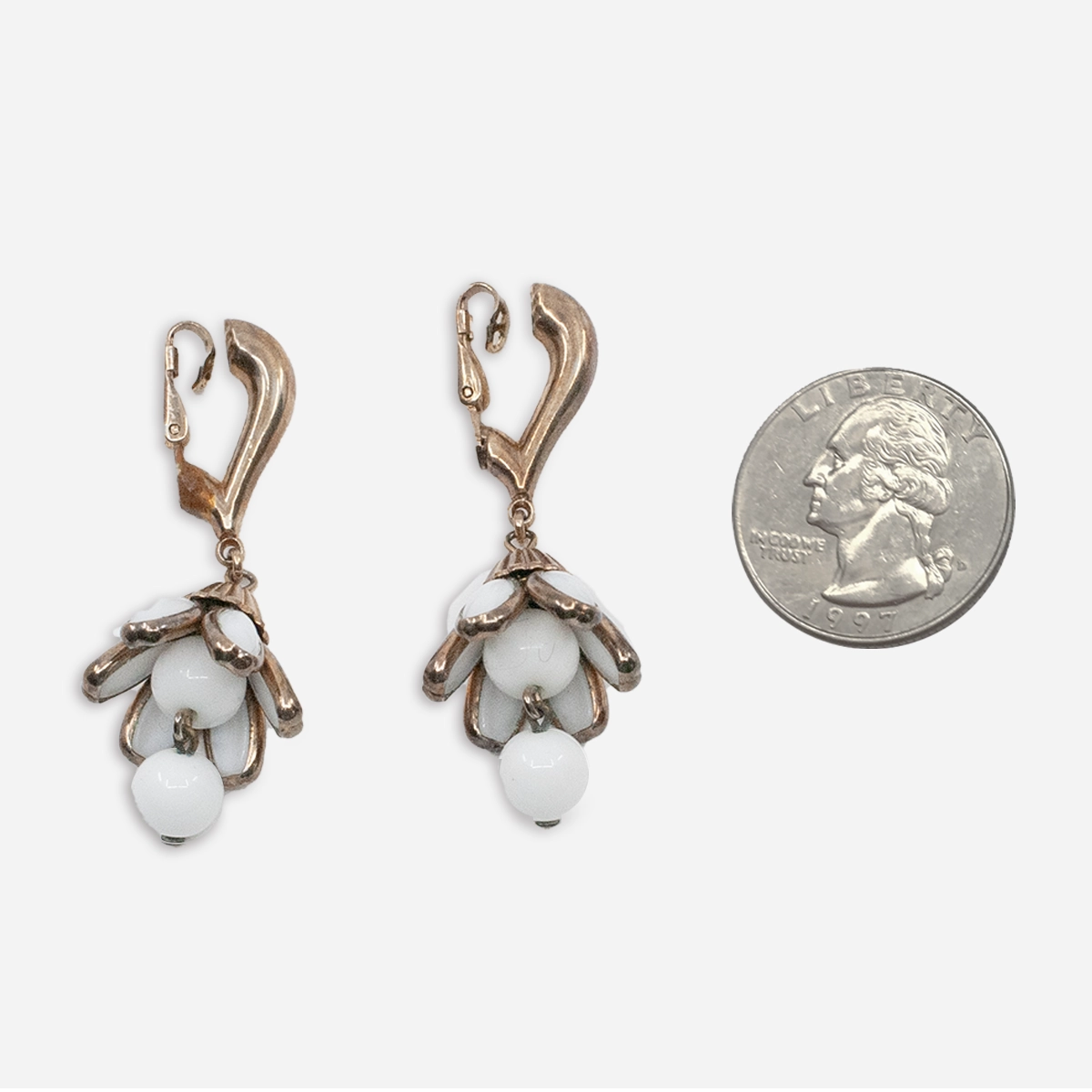 vintage 1950s white dangle earrings