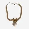 vintage gold metal mesh choker necklace