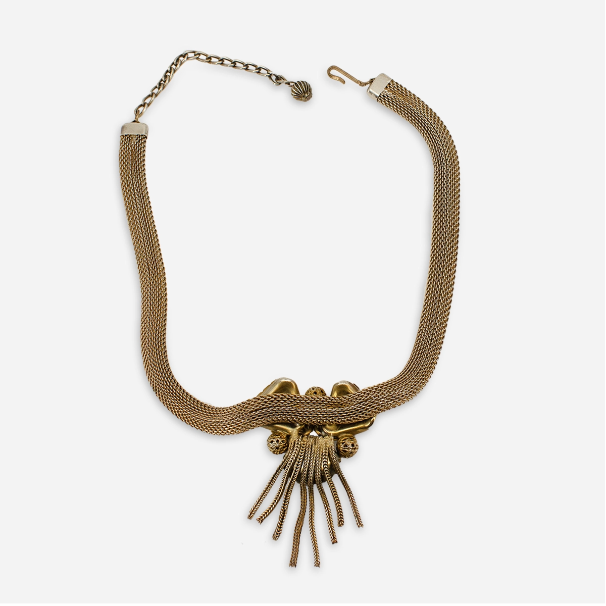vintage gold metal mesh choker necklace