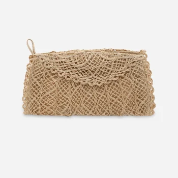 1960s Open-Weave Raffia Clutch | Vintage Boho Style