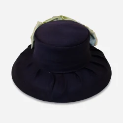 1990s navy blue wide brim hat