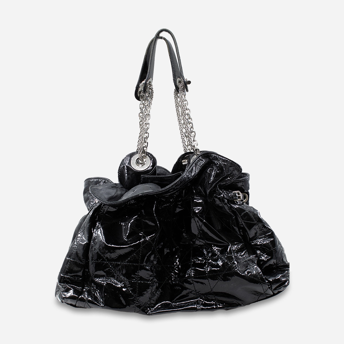 Vintage Dior Cannage Le Trente Shoulder Bag | Black Patent Leather