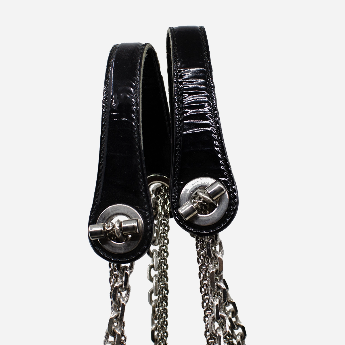 Black patent leather purse straps