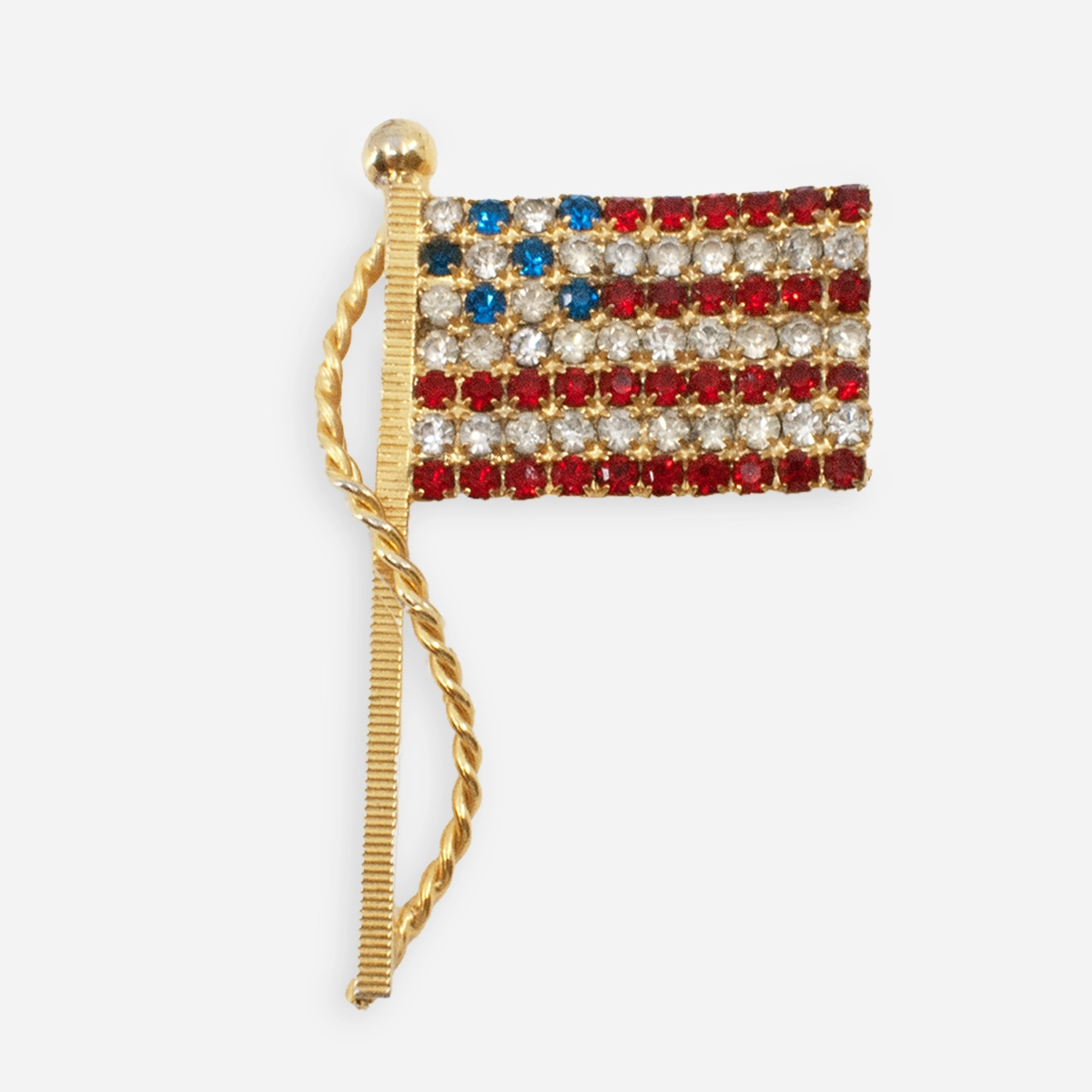 Crystal USA flag brooch