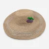 Straw sun hat with plum pin Straw sun hat with plum pin