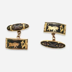 1940s Damascene Chain Link Cufflinks