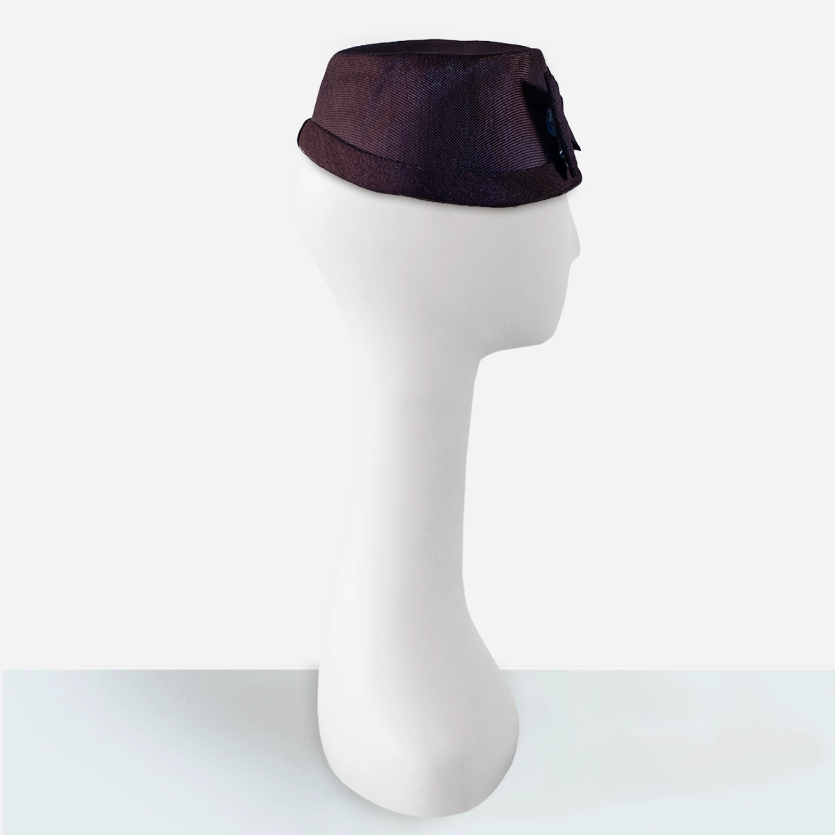 Navy Straw Turban Hat | 1950s Sculpted Style with Bow