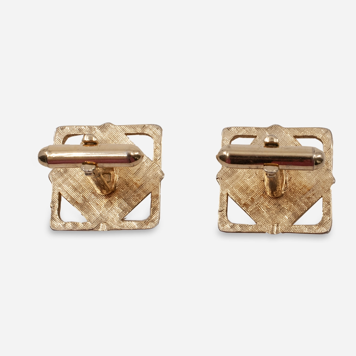 Vintage gold square modernist cufflinks bullet toggle