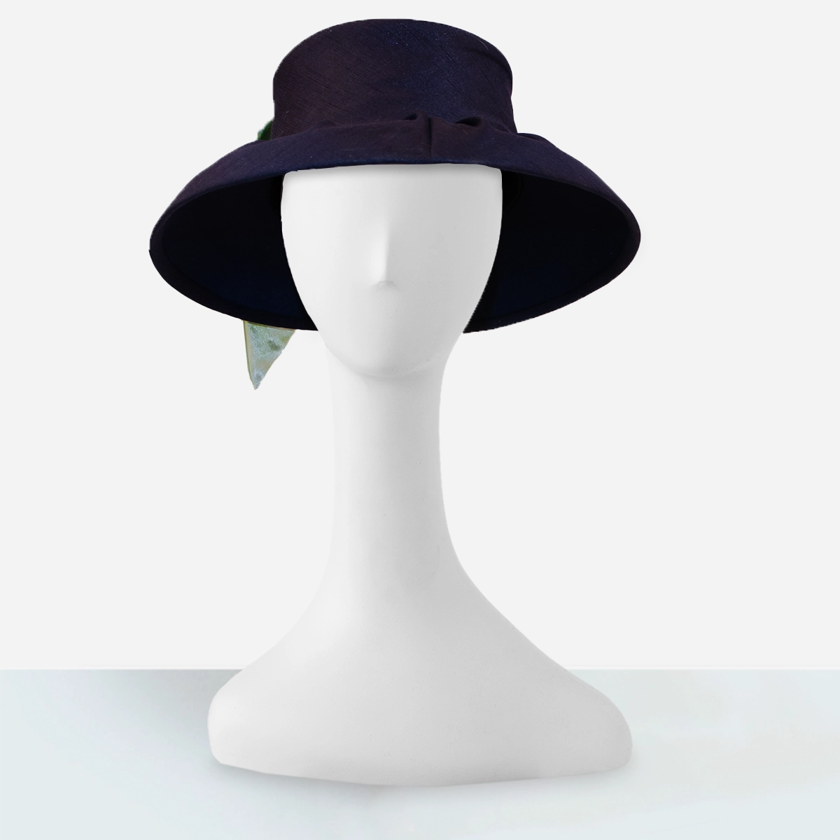 vintage navy blue wide brim church hat
