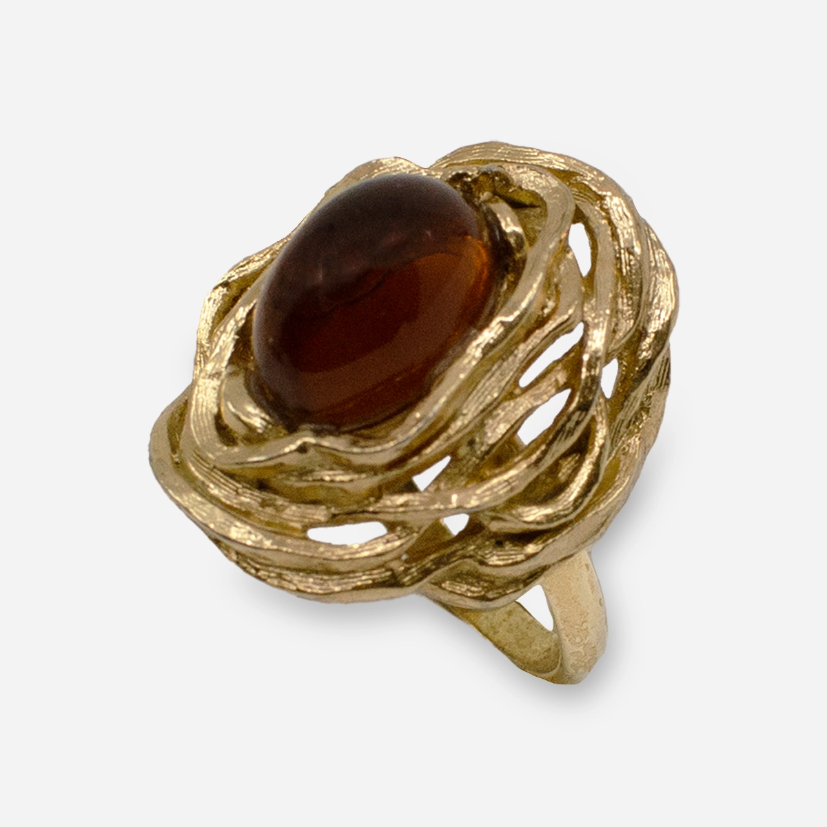 1970s Napier Bird’s Nest Jewelry Set topaz cabochon ring