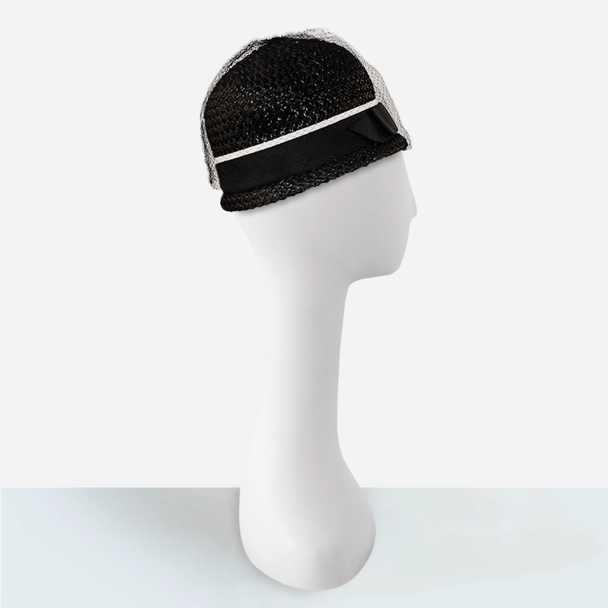 1960s black bubble straw toque