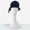 1960s navy blue straw flower pot hat 1960s navy blue straw flower pot hat